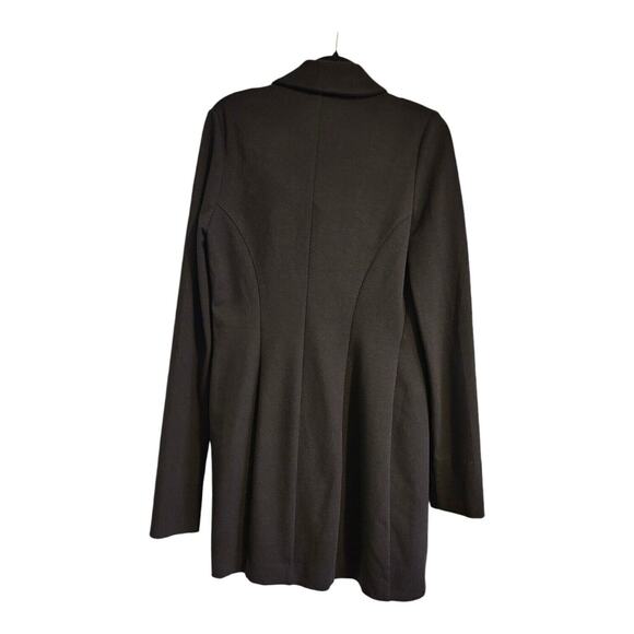 Isabel De Pedro Womens Asymmetrical Zip Over Jacket Black Drape Neck Coat Size 8 - Picture 2 of 9